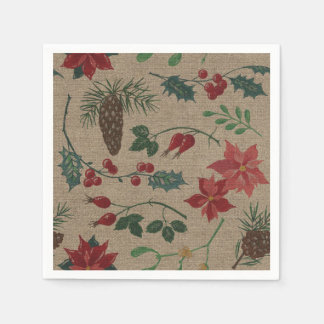 Traditional Botanical Christmas Napkin