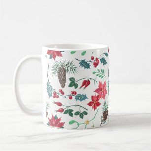 Traditional Botanical Christmas (white) Coffee Mug
