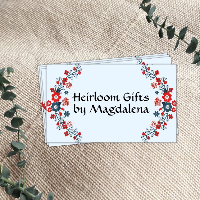 Traditional Botanical Folk Art Handmade Crafts Business Card (Creator Uploaded)