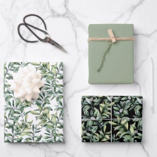 Traditional Botanical Pattern - 3 Design Wrapping Paper Sheet