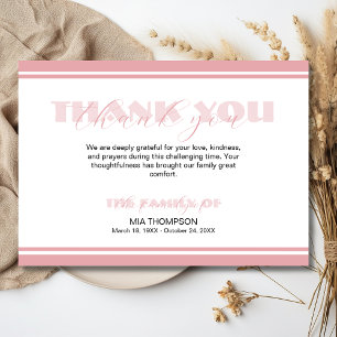 Traditional Bottle Rose Pink Memorial Thank You Card