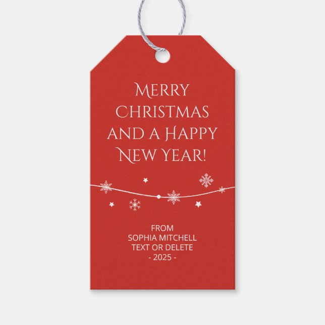 Traditional - Bright Red - Snowflake Gift Tags (Front)
