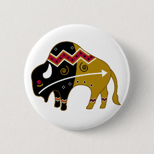 Traditional Buffalo 6 Cm Round Badge