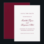 Traditional Burgundy Formal Elegant Wedding Save The Date<br><div class="desc">Elegant non photo Save the Date Card with traditional wording.  Your names are in calligraphy and your details are in a serif font.  All text is burgundy over a white background.  This classic style Save the Date without pictures is perfect for a formal wedding.</div>