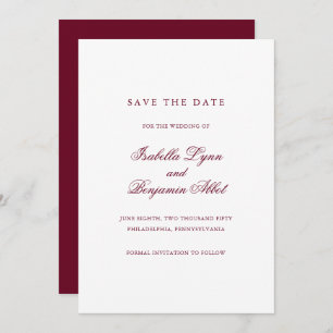 Traditional Burgundy Formal Elegant Wedding Save The Date