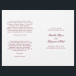 Traditional Burgundy Formal Wedding Program<br><div class="desc">Classic style folded Wedding Program with accent words in an elegant calligraphy typography. The front has your event details, the inside has your wedding party and order of ceremony. The back has a template for your message / quotes. All text is burgundy over a white background and may be changed...</div>