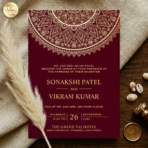 Traditional Burgundy Gold Mandala Indian Wedding