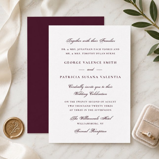 Traditional Burgundy Wedding Invitation (Creator Uploaded)