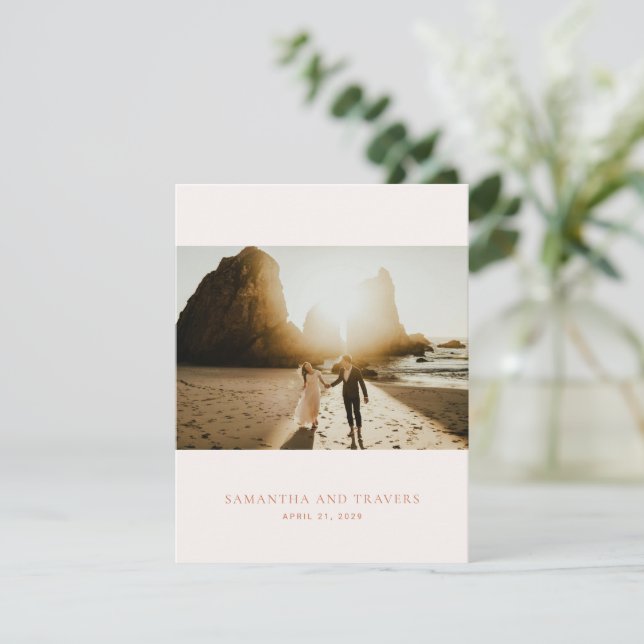 Traditional Burnt Orange Elegant Wedding Thank You Card (Standing Front)
