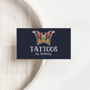 Traditional Butterfly Tattoo Artist Business Card