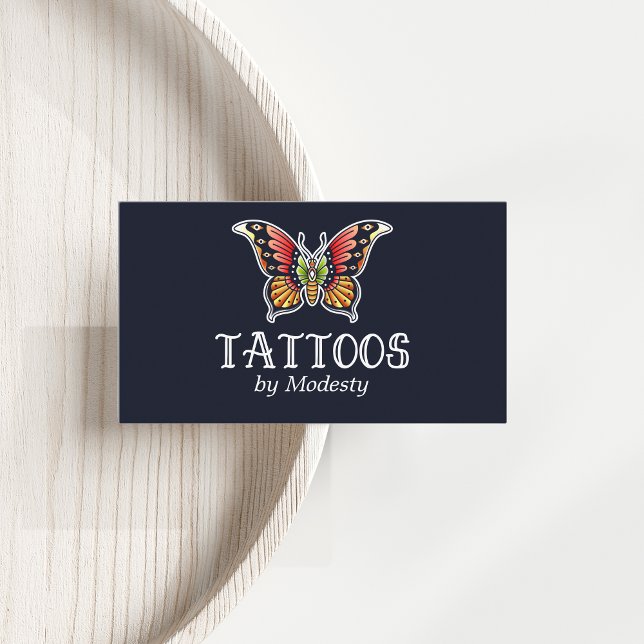 Traditional Butterfly Tattoo Artist Business Card (Creator Uploaded)