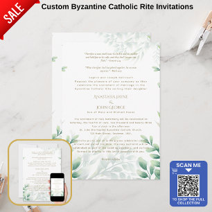 Traditional BYZANTINE Cross Greenery Wedding Invitation
