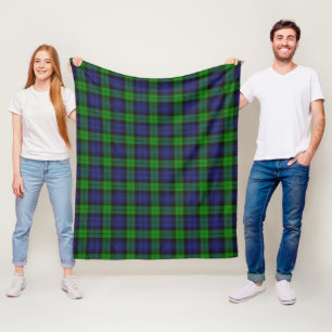 Traditional Campbell Clan Black Watch Tartan Fleece Blanket