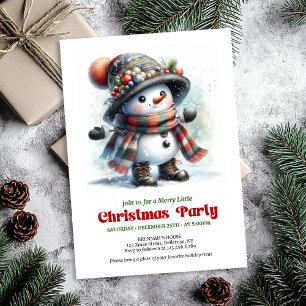 Traditional cartoon snowman party invite printable