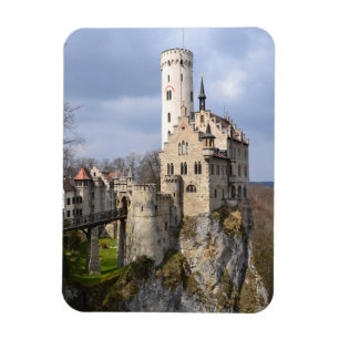 Traditional Castle on Cliff on Cloudy Day Magnet