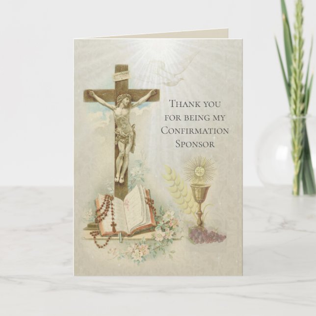 Traditional Catholic Confirmation RCIA Sponsor Thank You Card (Front)