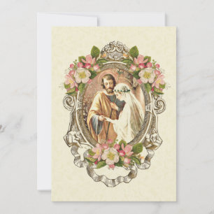 Traditional Catholic Elegant Vintage Wedding Invitation
