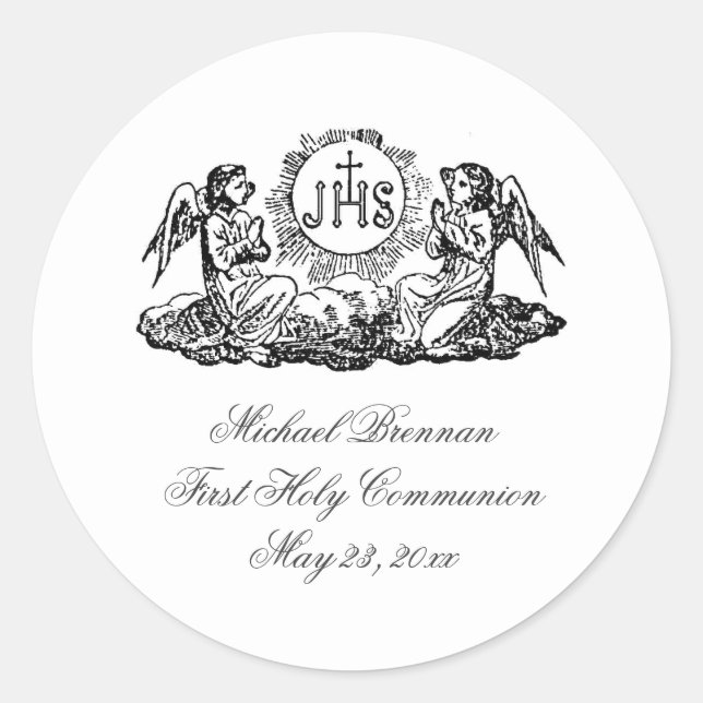 Traditional Catholic First Holy Communion  Classic Round Sticker (Front)