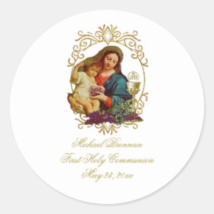 Traditional Catholic First Holy Communion  Classic Round Sticker