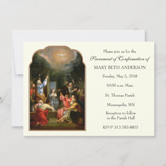 Traditional Catholic Girl Confirmation Confirm Inv Invitation (Front)