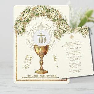 Traditional Catholic Holy Communion Floral Invitation