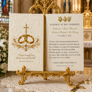 Traditional Catholic Holy Matrimony Prayer Card