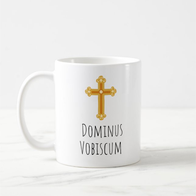 Traditional Catholic Latin Mass Dominus Vobiscum Coffee Mug (Left)