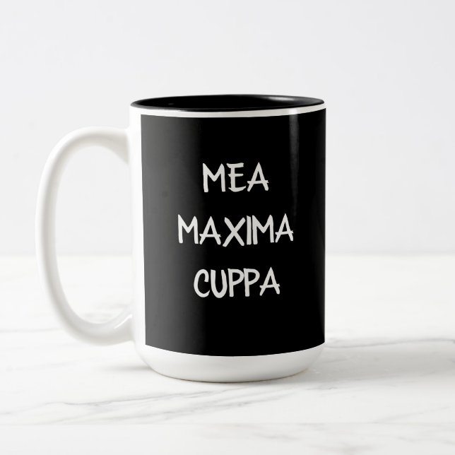 Traditional Catholic Latin Mea Maxima Cuppa   Two- Two-Tone Coffee Mug (Left)