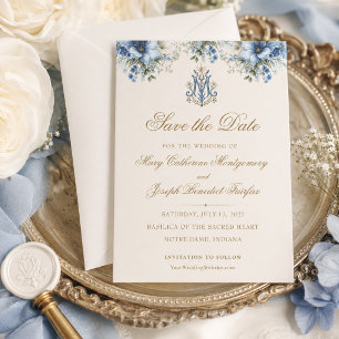 Traditional Catholic Marian Cross Wedding Save The Date