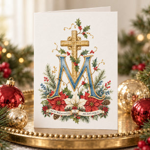 Traditional Catholic Marian Monogram John 1:14 Thank You Card