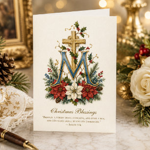 Traditional Catholic Marian Monogram Scripture Thank You Card