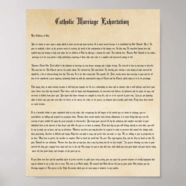 Traditional Catholic Marriage Exhortation Poster (Front)