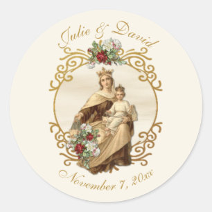 Traditional Catholic Mount Carmel Wedding  Classic Round Sticker