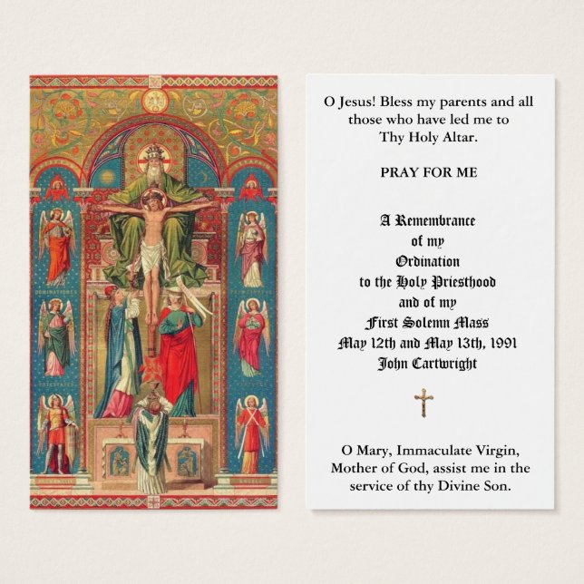 TRADITIONAL CATHOLIC PRIEST ORDINATION HOLY CARDS (Front & Back)