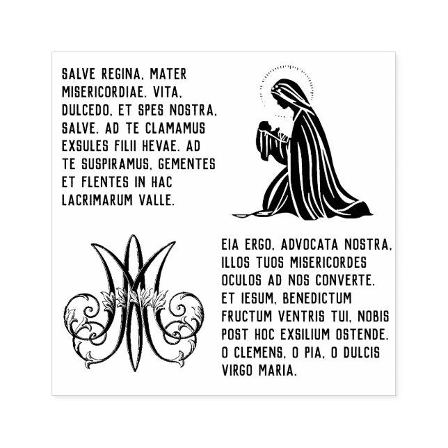 Traditional Catholic Salve Regina Mary Prayer Rubber Stamp (Imprint)