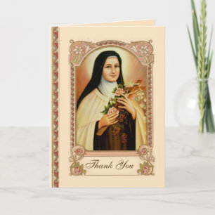 Traditional Catholic St. Therese Thank You Card
