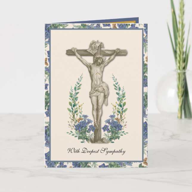 Traditional Catholic Sympathy Rosary Crucifix Card (Front)