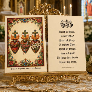 Traditional Catholic Three Hearts Prayer Holy Business Card