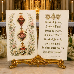 Traditional Catholic Three Hearts Prayer Holy Business Card