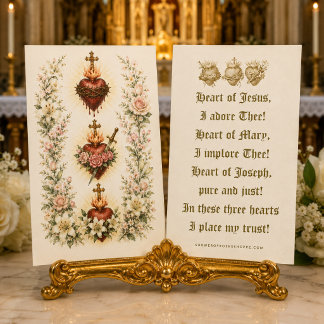 Traditional Catholic Three Hearts Prayer Holy Business Card