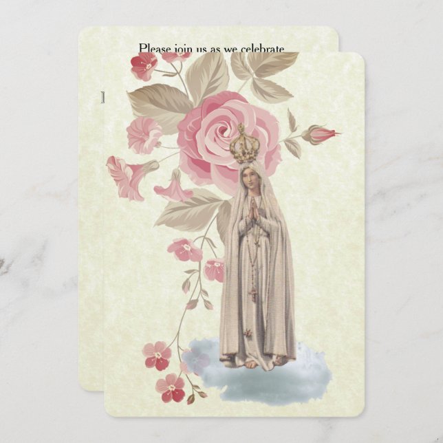 Traditional Catholic Vintage Communion Invitation (Front/Back)