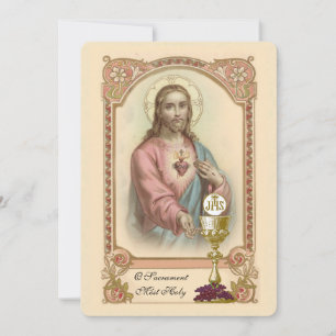 Traditional Catholic Vintage Communion Invitation
