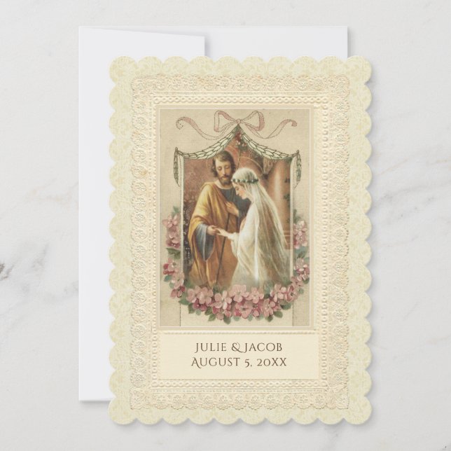 Traditional Catholic Vintage  Wedding Invitation (Front)