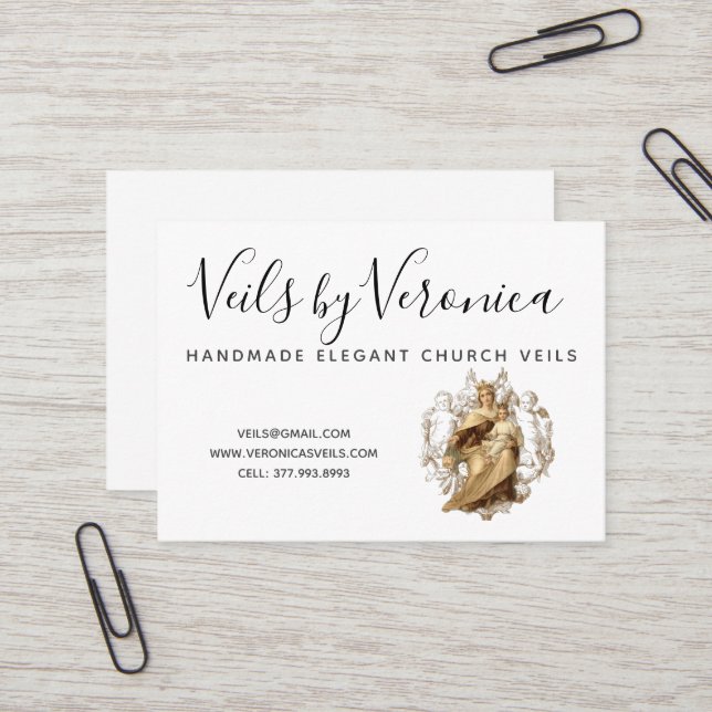 Traditional Catholic Virgin Mary Mount Carmel Jesu Business Card (Front/Back In Situ)