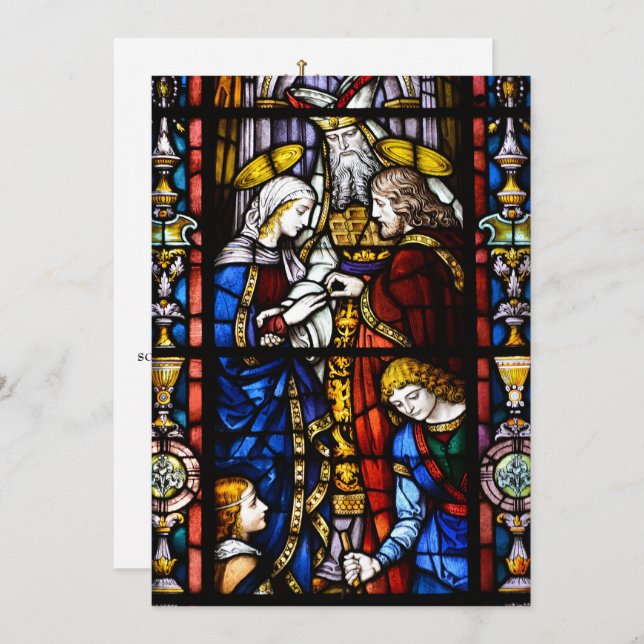 Traditional Catholic Wedding Bridal Invitation (Front/Back)