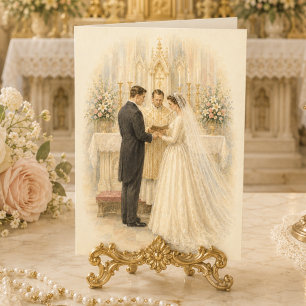 Traditional Catholic Wedding Congratulations Card