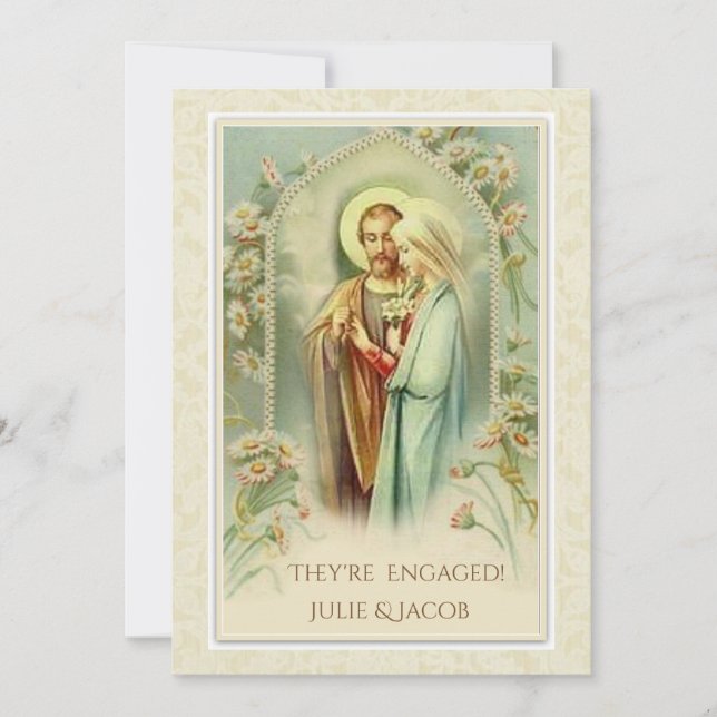 Traditional Catholic Wedding Engagement Bridal Invitation (Front)