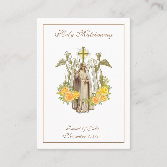 Traditional Catholic Wedding Favour Holy Card (Front)