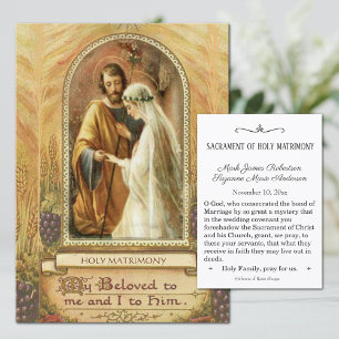 Traditional Catholic Wedding Favour Holy Card