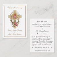 Traditional Catholic Wedding Favour Holy Card